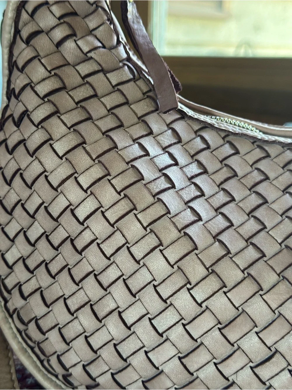 Sundance Telluride leather Woven Hobo Bag in Blush pink